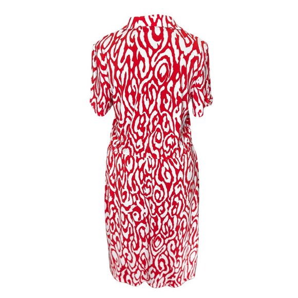 Valerie Bertinelli Red & White Animal Print Dress Size 8 Polyester Spandex - Picture 3 of 11